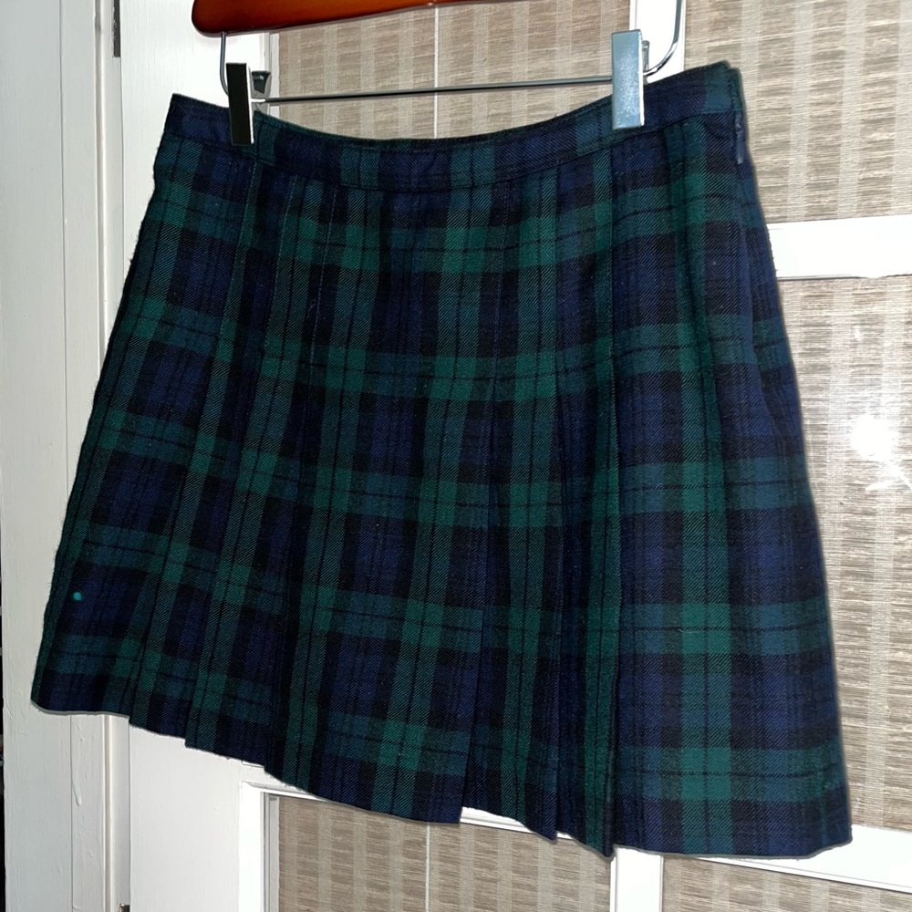 J. Crew vintage blackwatch tartan pleated wool mini Skirt